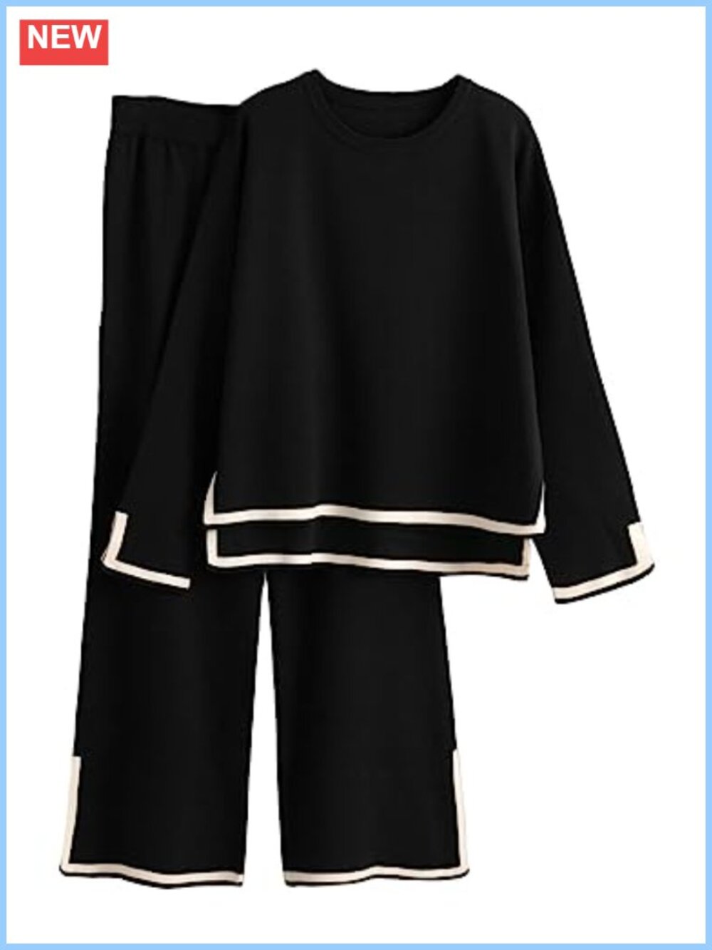 2 Piece Knit Sweater Lounge Set Wide Leg Pants Tracksuit